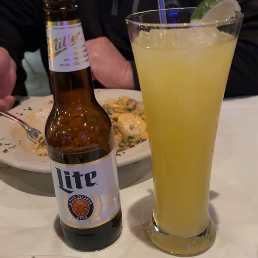 Passion Fruit Margarita Cocktail  and Miller Lite