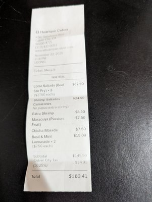 Menu photo 4 El Huarique Peruvian Kitchen Culver City, CA