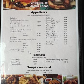 Stables Bar & Grill - Menu - Bars Near Me - Orfordville, Wisconsin Stables Bar & Grill - Menu - Bars Near Me - Orfordville, Wisconsin