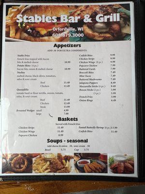 Menu photo 2 Stables Bar & Grill Orfordville, WI Menu photo 2 Stables Bar & Grill Orfordville, WI