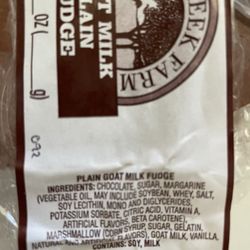 Ingredients:  artificial flavors, corn syrup, vegetable oils -- last thing is actual goat milk.