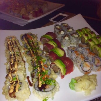 Sushi Tei - Left to right: Louisiana roll, 007 roll, spicy girl, Philadelphia (top), spicy crab crunch (bottom), scallop dynamite. - Japanese Near Me - Albany, New York Sushi Tei - Left to right: Louisiana roll, 007 roll, spicy girl, Philadelphia (top), spicy crab crunch (bottom), scallop dynamite. - Japanese Near Me - Albany, New York