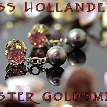 R. Hollander Master Goldsmith Ltd - Handmade 18Kt gold fair trade Tourmaline & Tahitian pearl earrings - Jewelry Near Me - Stamford, Connecticut R. Hollander Master Goldsmith Ltd - Handmade 18Kt gold fair trade Tourmaline & Tahitian pearl earrings - Jewelry Near Me - Stamford, Connecticut