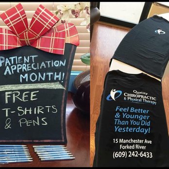 Quality Chiropractic & Physical Therapy - In honor of our patients, each person that makes the healthy decision to take up care receives a free T-Shirt & Pen! - Chiropractors Near Me - Forked River, New Jersey Quality Chiropractic & Physical Therapy - In honor of our patients, each person that makes the healthy decision to take up care receives a free T-Shirt & Pen! - Chiropractors Near Me - Forked River, New Jersey