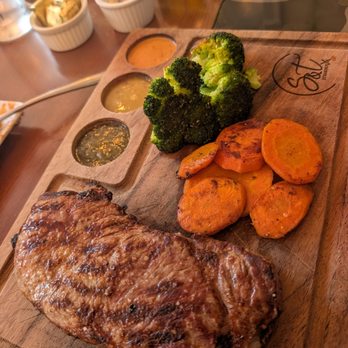 S&T Steak House - Ny strip steak grilled veggies - Steakhouses Near Me - Chicago, Illinois
