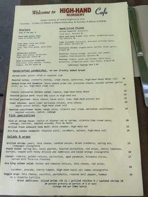 Menu photo 2 High Hand Cafe Loomis, CA Menu photo 2 High Hand Cafe Loomis, CA