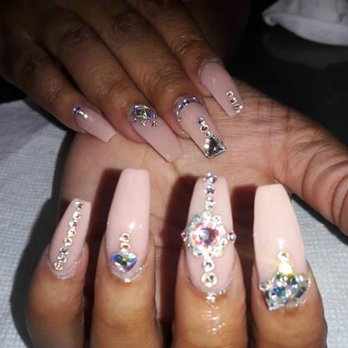 Serenity Nail Salon - Nude tapered nails with swarovski crystals - Nail Salons Near Me - Mansfield, Texas Serenity Nail Salon - Nude tapered nails with swarovski crystals - Nail Salons Near Me - Mansfield, Texas