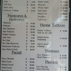 Annaj Beauty Parlor - Pricing board