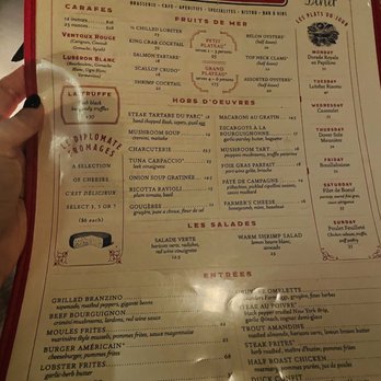Le Diplomate - One side of the extensive menu - Brasseries Near Me - Washington, DC, District of Columbia