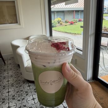 Simply Coffee Shop - Raspberry cold foam matcha - Coffee & Tea Near Me - Gresham, Oregon