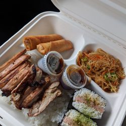 Miget's Island Grill - Chamorro chicken with lumpia, pancit, and I added musubi.