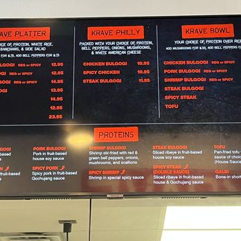 Krave - Menu Pg 2 of 2 - Asian Fusion Near Me - Atlanta, Georgia