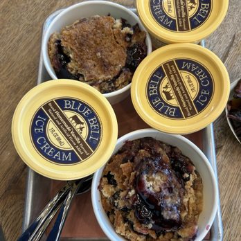 Prime Barbecue - Cobbler and Vanilla Blue Bell ice cream - Barbeque Near Me - Knightdale, North Carolina Prime Barbecue - Cobbler and Vanilla Blue Bell ice cream - Barbeque Near Me - Knightdale, North Carolina