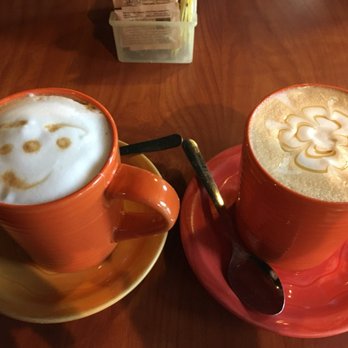 Cafe Au Lait - Cappuccino(Left), Caramel Latte (Right) - Breakfast & Brunch Near Me - Roswell, Georgia Cafe Au Lait - Cappuccino(Left), Caramel Latte (Right) - Breakfast & Brunch Near Me - Roswell, Georgia