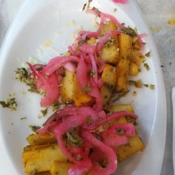 Patacon Pisao - Fried yuca with onions and garlic - Venezuelan Near Me - Elmhurst, New York