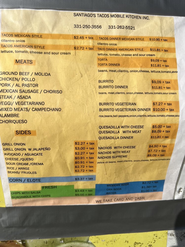 SANTIAGO’S TACOS MOBILE KITCHEN 2600 W Galena Blvd, Aurora, Illinois