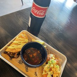 Mexican Coke, Quesabirrria Taco and the Fried Shrimp Taco Mexican Coke, Quesabirrria Taco and the Fried Shrimp Taco