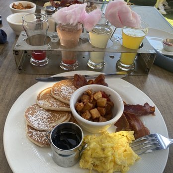 Hash Kitchen - Mimosa Flight topped with cotton candy - Breakfast & Brunch Near Me - Chandler, Arizona Hash Kitchen - Mimosa Flight topped with cotton candy - Breakfast & Brunch Near Me - Chandler, Arizona