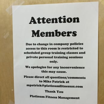 Platinum Fitness - Large area closed now to standard level members :( - Gyms Near Me - Tucson, Arizona Platinum Fitness - Large area closed now to standard level members :( - Gyms Near Me - Tucson, Arizona