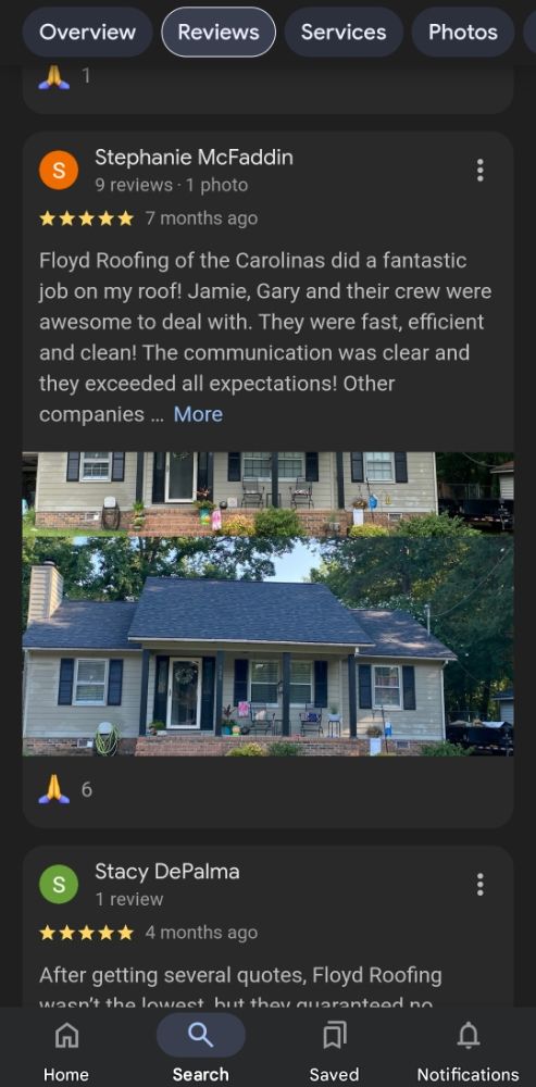 Slide of Floyd's Roofing of the Carolinas