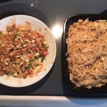 Seven Moons - Seven Moons tasteless Pad Thai (right photo) and my "doctored" Pad Thai. - Thai Near Me - Berlin, Connecticut Seven Moons - Seven Moons tasteless Pad Thai (right photo) and my "doctored" Pad Thai. - Thai Near Me - Berlin, Connecticut
