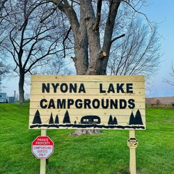 Nyona Lake Campground - Nyona Lake Campgrounds sign.