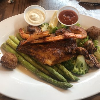 Fish City Grill - Blackened Seafood Platter w/Asparagus & Seasonal Veggies - Seafood Near Me - Richardson, Texas Fish City Grill - Blackened Seafood Platter w/Asparagus & Seasonal Veggies - Seafood Near Me - Richardson, Texas