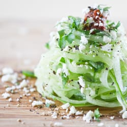 Ali V's Kitchen - Zucchini spaghetti with feta & sundried tomatoes
