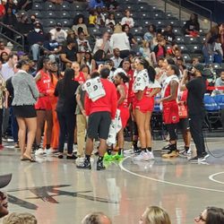 Gateway Center Arena @ College Park - Atlanta Dream huddle during timeout
