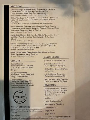 Menu photo 8 Lassen Steakhouse Vina, CA