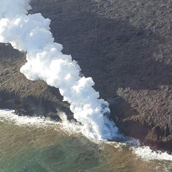 Paradise Helicopters - Hot lava hitting the ocean! #TooCool - Aerial Tours Near Me - Hilo, Hawaii