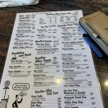 Gasoline Alley - Back of menu - American Near Me - Akron, Ohio Gasoline Alley - Back of menu - American Near Me - Akron, Ohio
