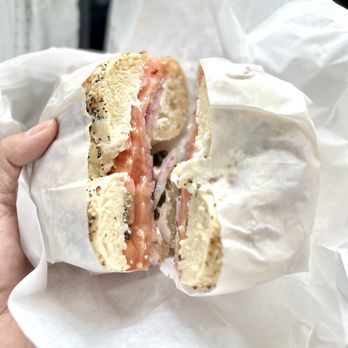 Main Street Bagel Cafe - Everything Bagel with Lox cream cheese capers onions tomato - Bagels Near Me - Sacramento, California