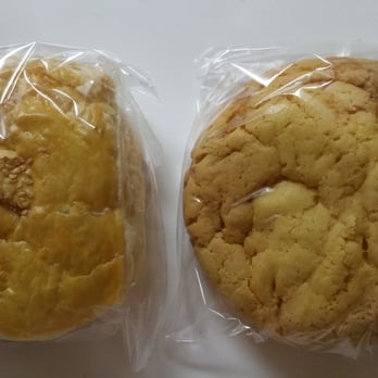 Pink Box Bakery Cafe - Left: milk cream puff pastry Right: pineapple milk cream bun - Bakeries Near Me - Pittsburgh, Pennsylvania