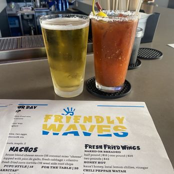 Friendly Waves - Spicy Bloody Mary and a HBW Kewalo's Cream Ale - Burgers Near Me - Koloa, Hawaii Friendly Waves - Spicy Bloody Mary and a HBW Kewalo's Cream Ale - Burgers Near Me - Koloa, Hawaii