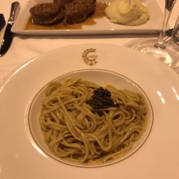 Pasta with anchovy and truffle Soooooo good! Osso Bucco in the background.