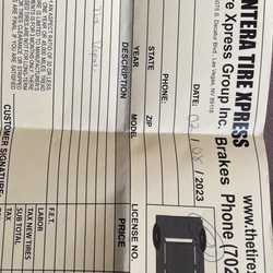 Llantera Tire Xpress - Receipt with location info