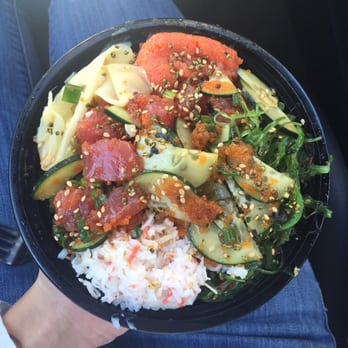 All About Poke - My new obsession! Small Poke bowl with tuna and spicy tuna topped with house sauce and all the goodies! - Seafood Near Me - Studio City, California