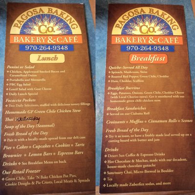 Menu photo 4 Pagosa Baking Pagosa Springs, CO
