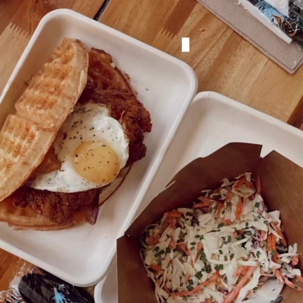 Bruxie - CHICKEN AND WAFFLES and coleslaw - Sandwiches Near Me - Orange, California
