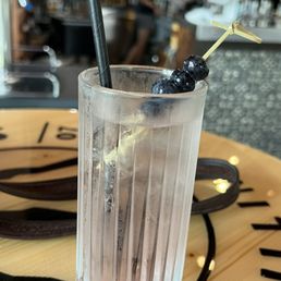 My vodka spritzer with blueberry and ginger. My vodka spritzer with blueberry and ginger.
