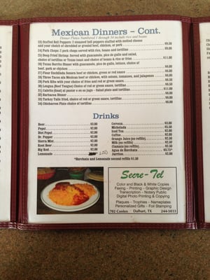 Menu photo 3 El Paisano Dalhart, TX Menu photo 3 El Paisano Dalhart, TX