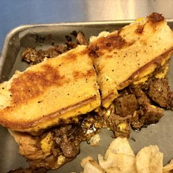 Brisket grilled-cheese sandwich
