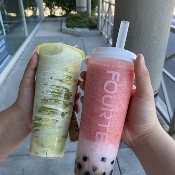Fourtea - Strawberry Hurricane and Oreo Brulee Green Milk Tea - Coffee & Tea Near Me - Orange, California Fourtea - Strawberry Hurricane and Oreo Brulee Green Milk Tea - Coffee & Tea Near Me - Orange, California