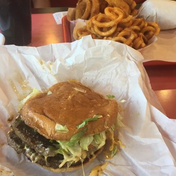 Dan's Hamburgers - Buda - Double meat cheese burger with curly fries and onion rings - Burgers Near Me - Buda, Texas Dan's Hamburgers - Buda - Double meat cheese burger with curly fries and onion rings - Burgers Near Me - Buda, Texas