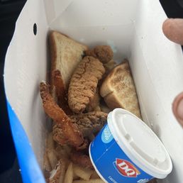 6 piece chicken tenders with fries and onion rings