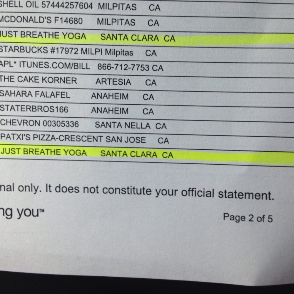 Just Breathe Yoga - Another warning of why you should be even more cautious when dealing with this estab. Two payments in one month. What the heck - Yoga Near Me - Sunnyvale, California