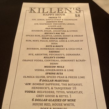 Killens Steakhouse - Happy Hour Drink menu - Steakhouses Near Me - Pearland, Texas