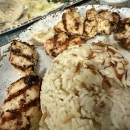 Chicken kabob with rice