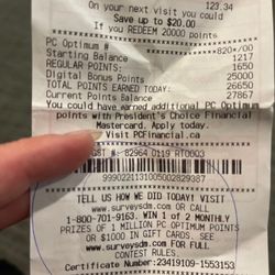 Shoppers Drug Mart - Receipt photo showing return policy